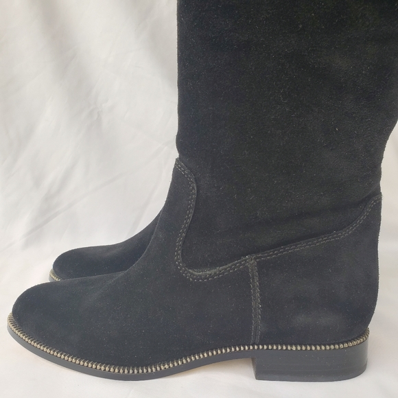 Michael Kors Black Suede Bayview Riding Boot Knee High Sz 7 - Picture 8 of 16